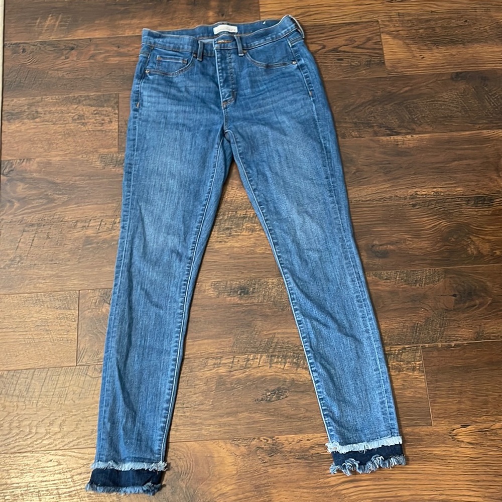 LOFT Skinny Medium Wash Jean with cuff detailing
